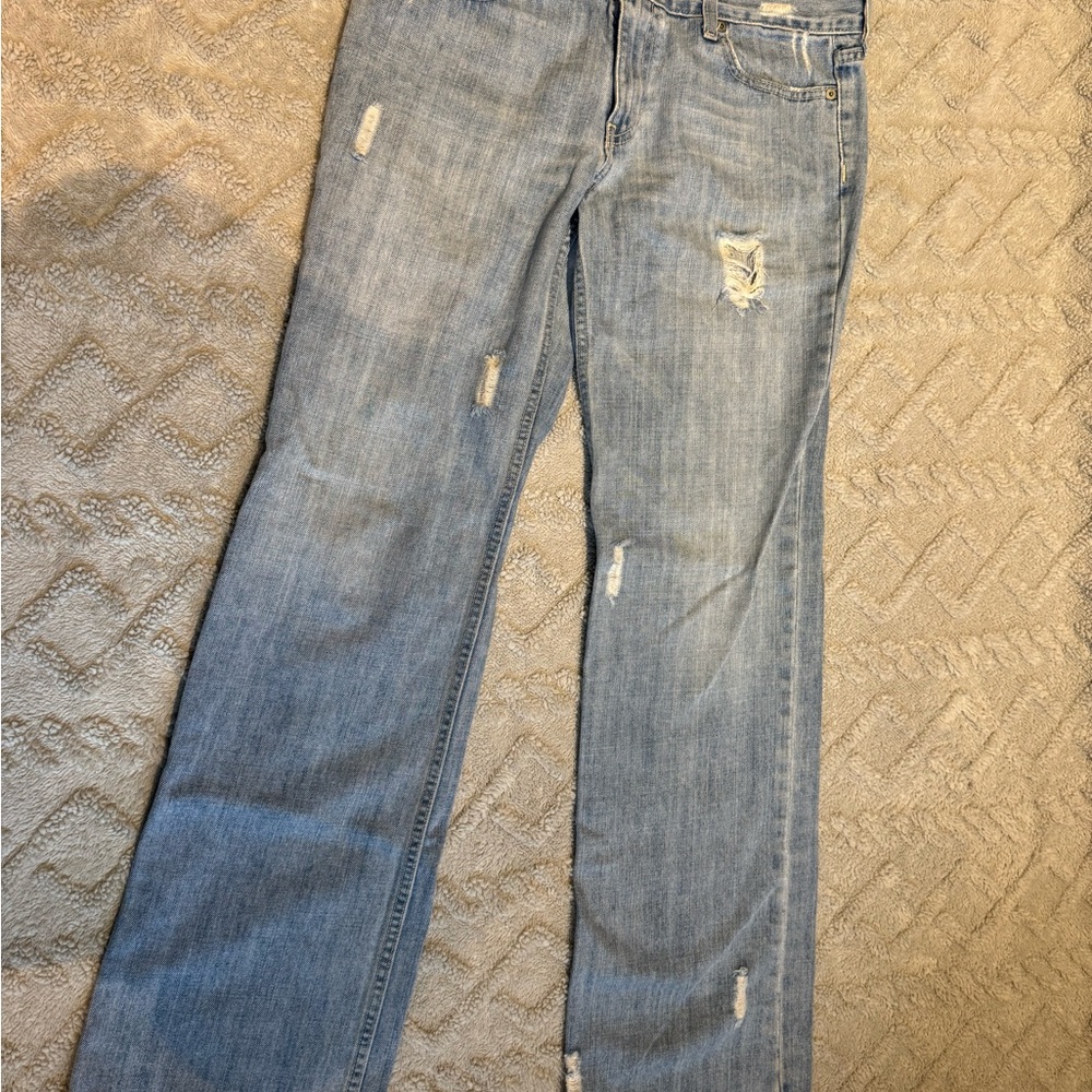 Old Navy Light Blue Distressed Straight Leg Jeans